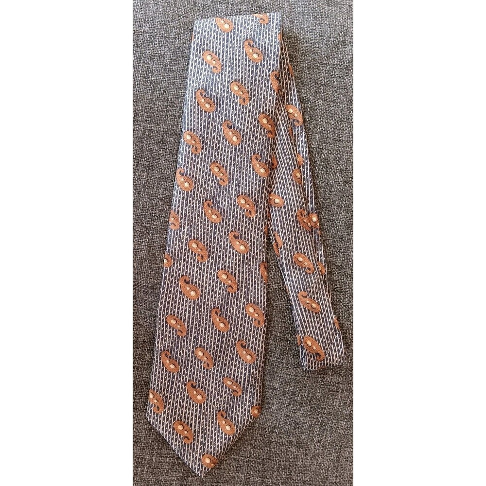 Tie 70s 80s 90s Y2K Madison And Rhodes Black White Brown Paisley 4 Wide
